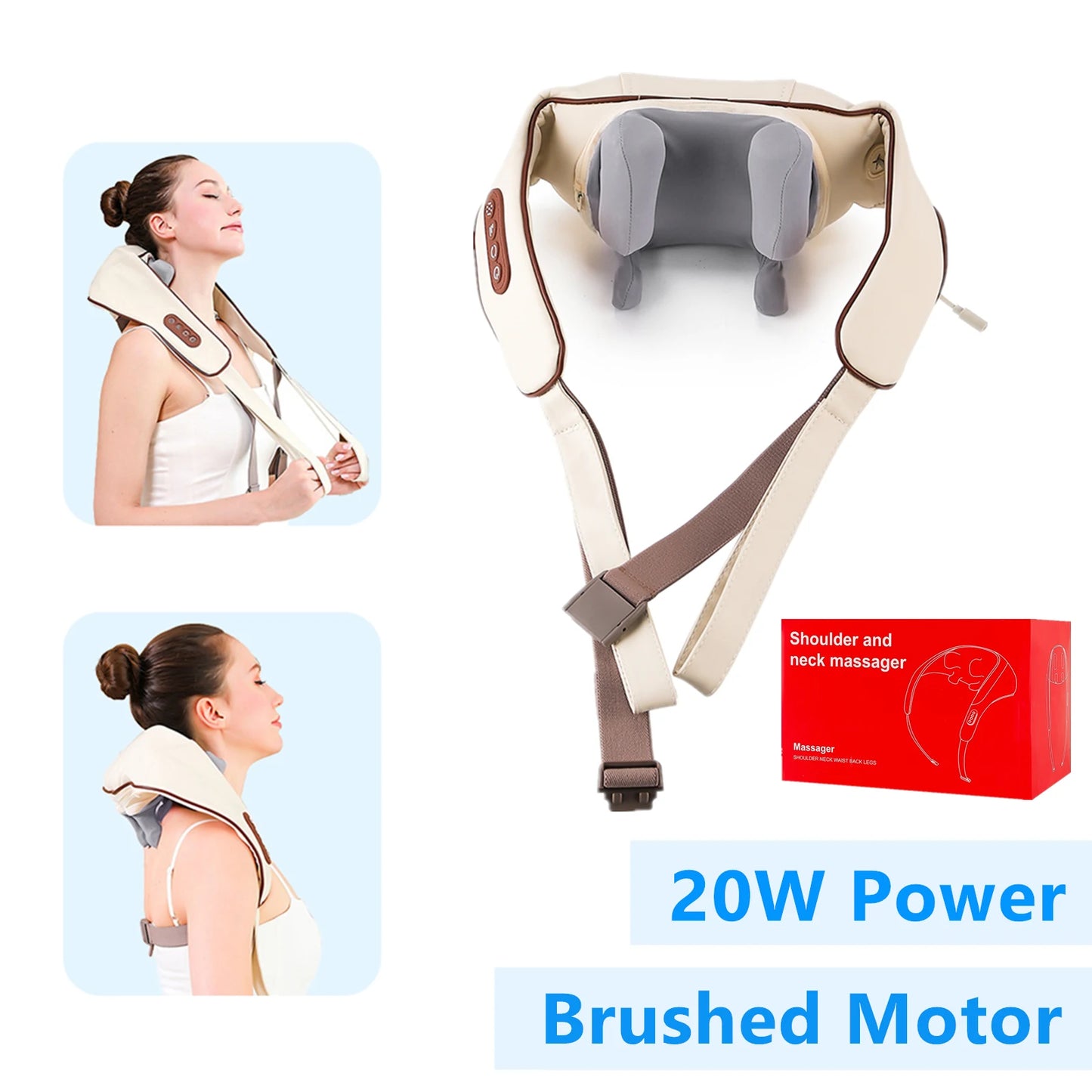 26W Brushless Motor Neck And Shoulder Massager Wireless Shoulder And Back Kneading