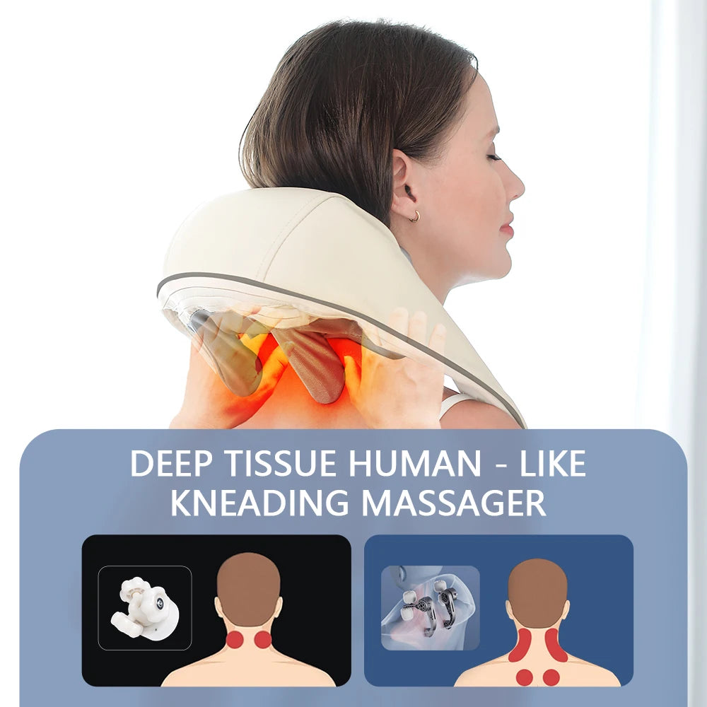 26W Brushless Motor Neck And Shoulder Massager Wireless Shoulder And Back Kneading