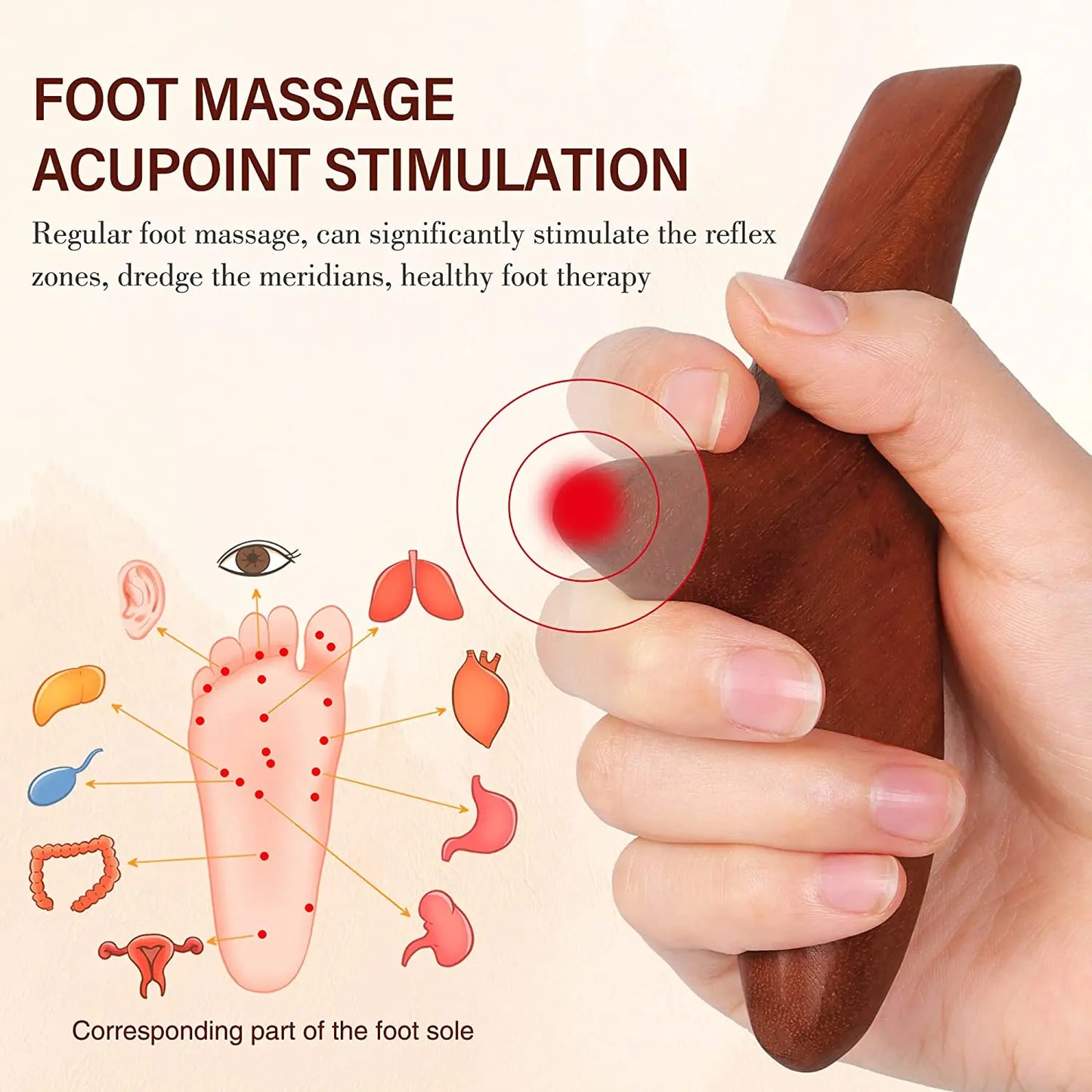 Wood Point Massage for Back Leg Hand Face