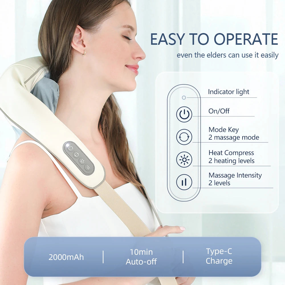 26W Brushless Motor Neck And Shoulder Massager Wireless Shoulder And Back Kneading