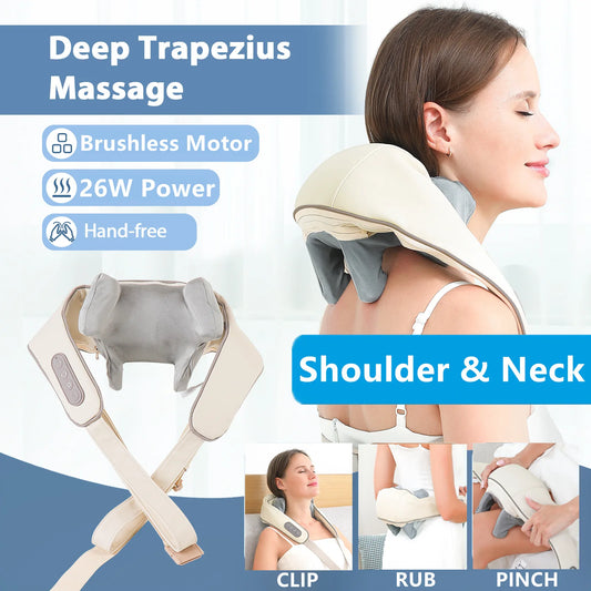26W Brushless Motor Neck And Shoulder Massager Wireless Shoulder And Back Kneading
